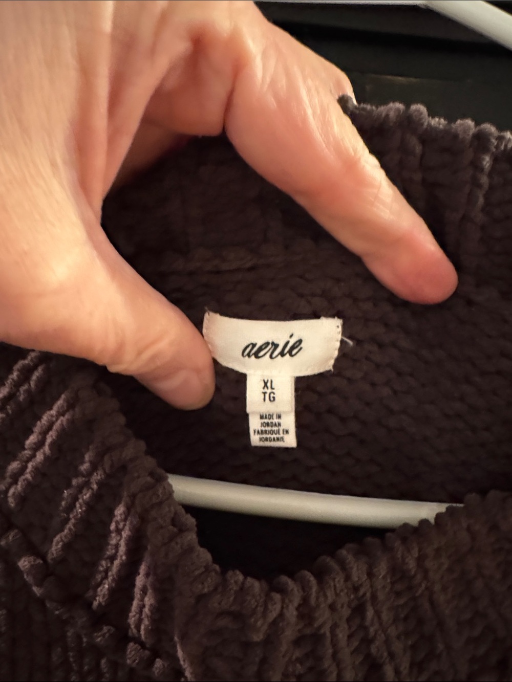 aerie Chunky Ribbed Crew Sweater cinder brown - Picture 2 of 11